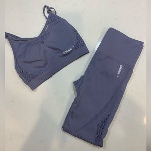 Gymshark high-waisted seamless leggings and matching sports bra!